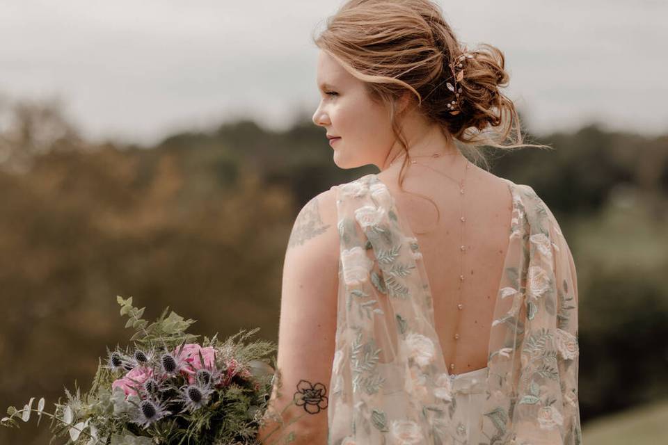 Grecian bridal Cape with embroidered detail