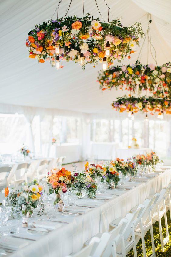 diy hanging flowers wedding