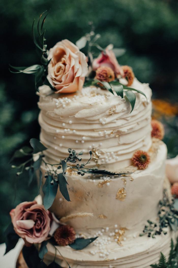 Turquoise Floral Cake with Piped Buttercream Flowers - Curly Girl Kitchen