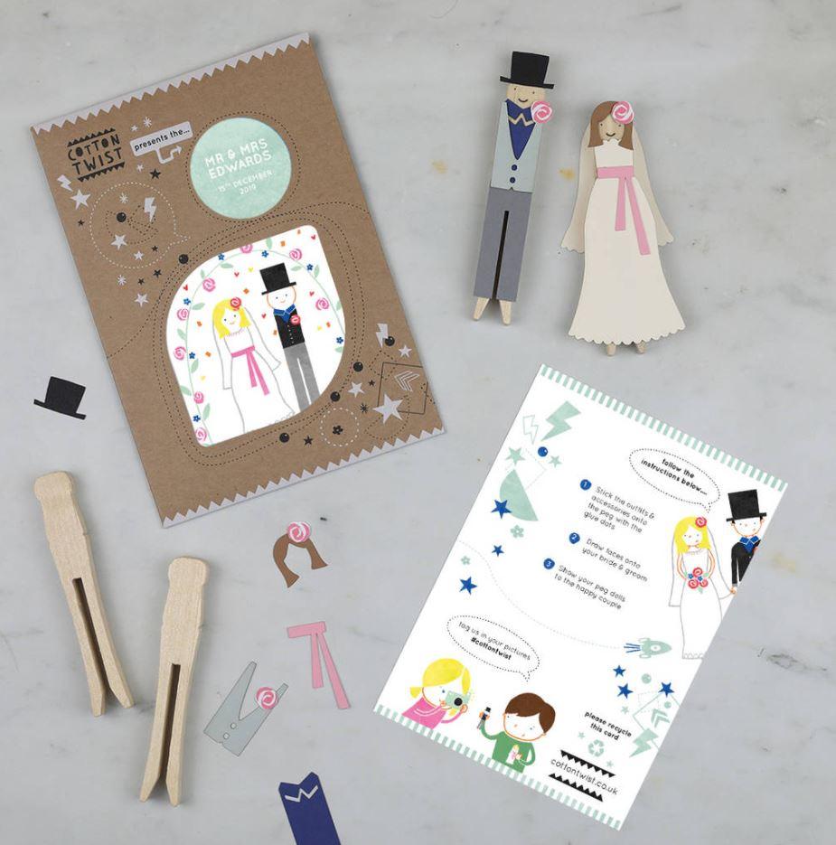 Personalised Make Your Own Bride And Groom Peg Doll Kit