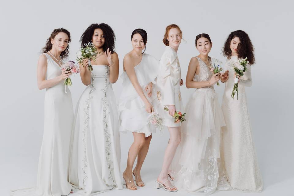 Women in wedding dresses