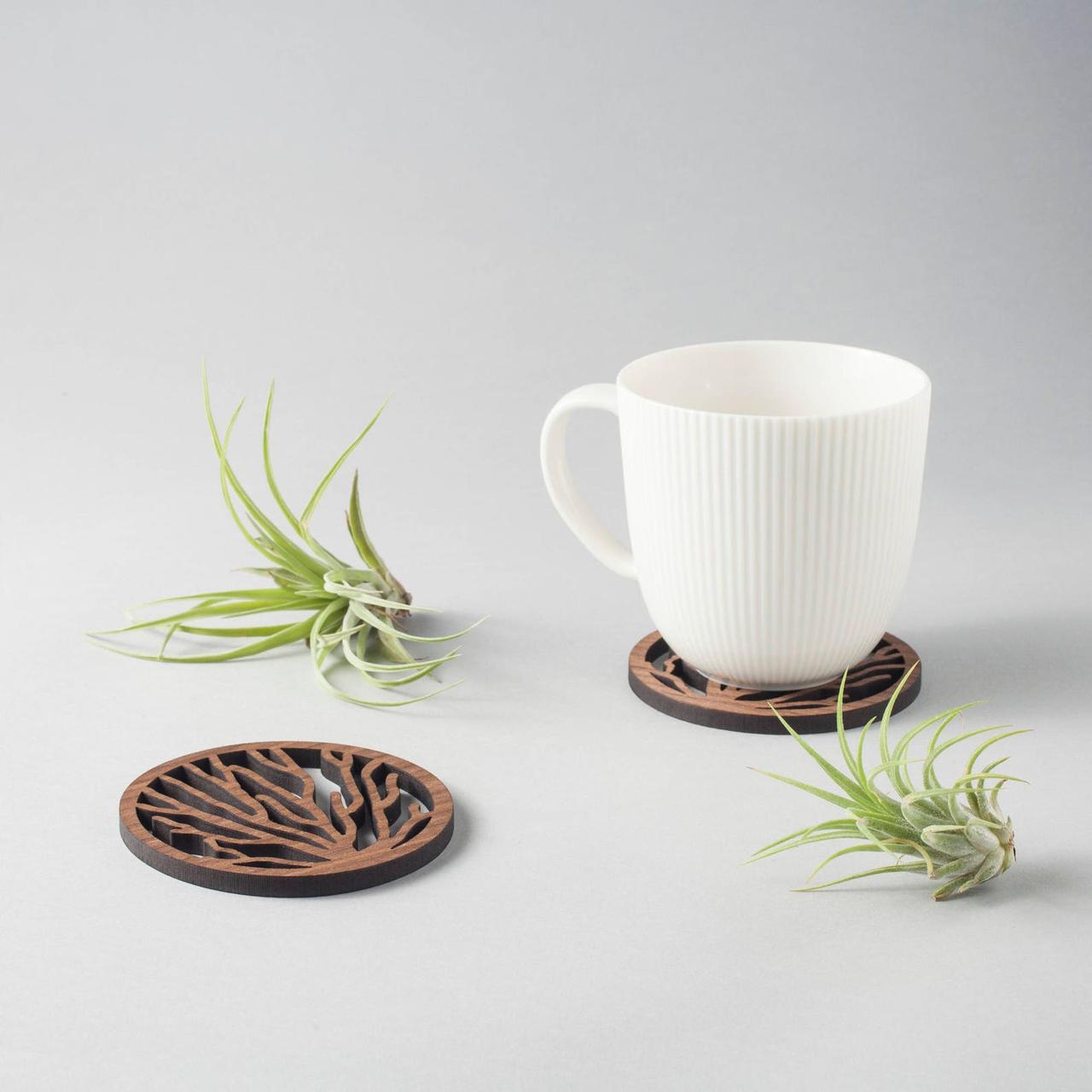 Coral wooden coasters