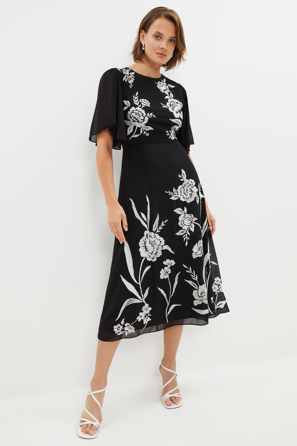 Coast Multi Multi Party Embroidered Floral Cocktail Midi Dress SIZE 6 To 18 £169 