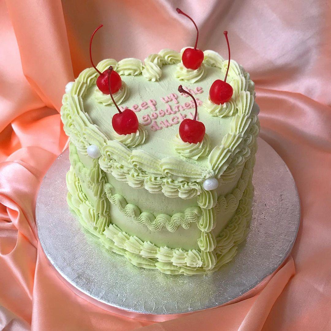 Vintage Heart cake with Message and Cherries — hello naomi