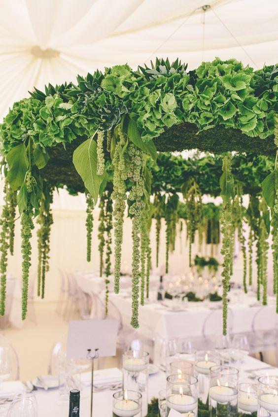 Hanging Greenery Wedding Decorations to float above the tables