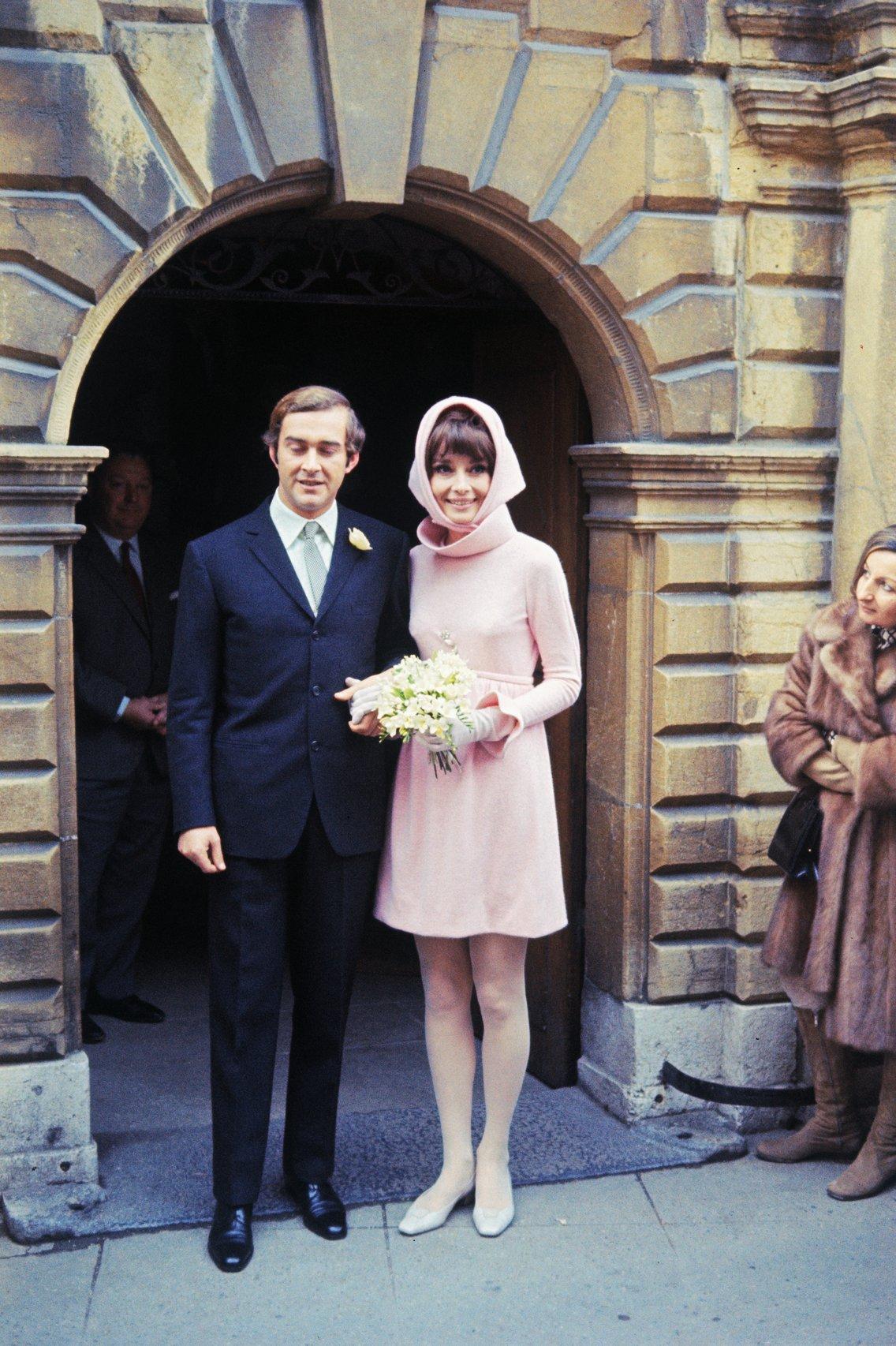 Audrey Hepburn pink wedding suit