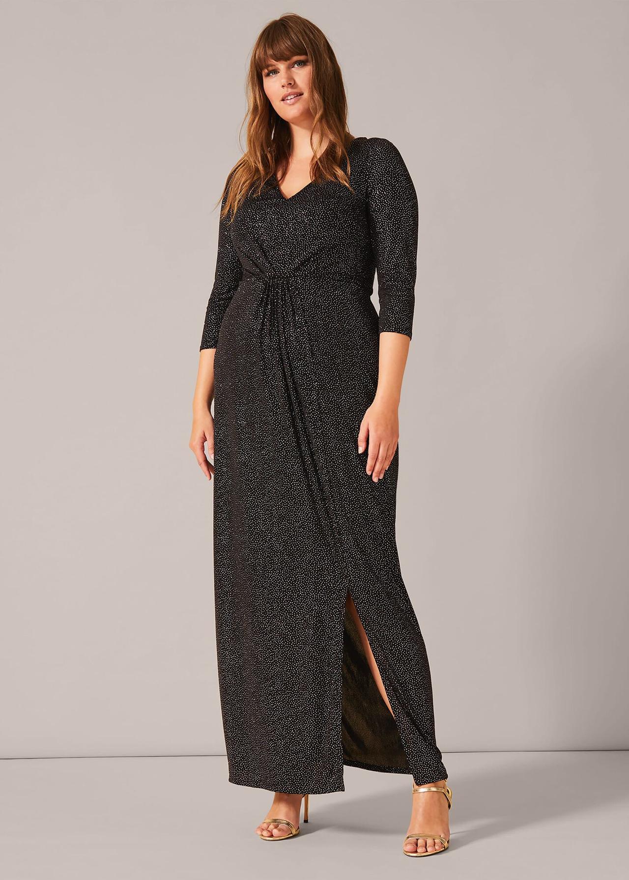 long sleeved navy sparkly bridesmaid dress