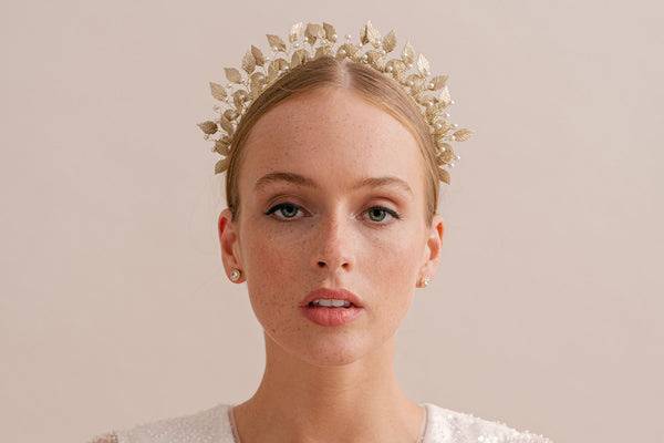 Wedding Hair Accessories - Oversized Double Pearl Bridal Headband / Tiara -  Available in Silver and Gold