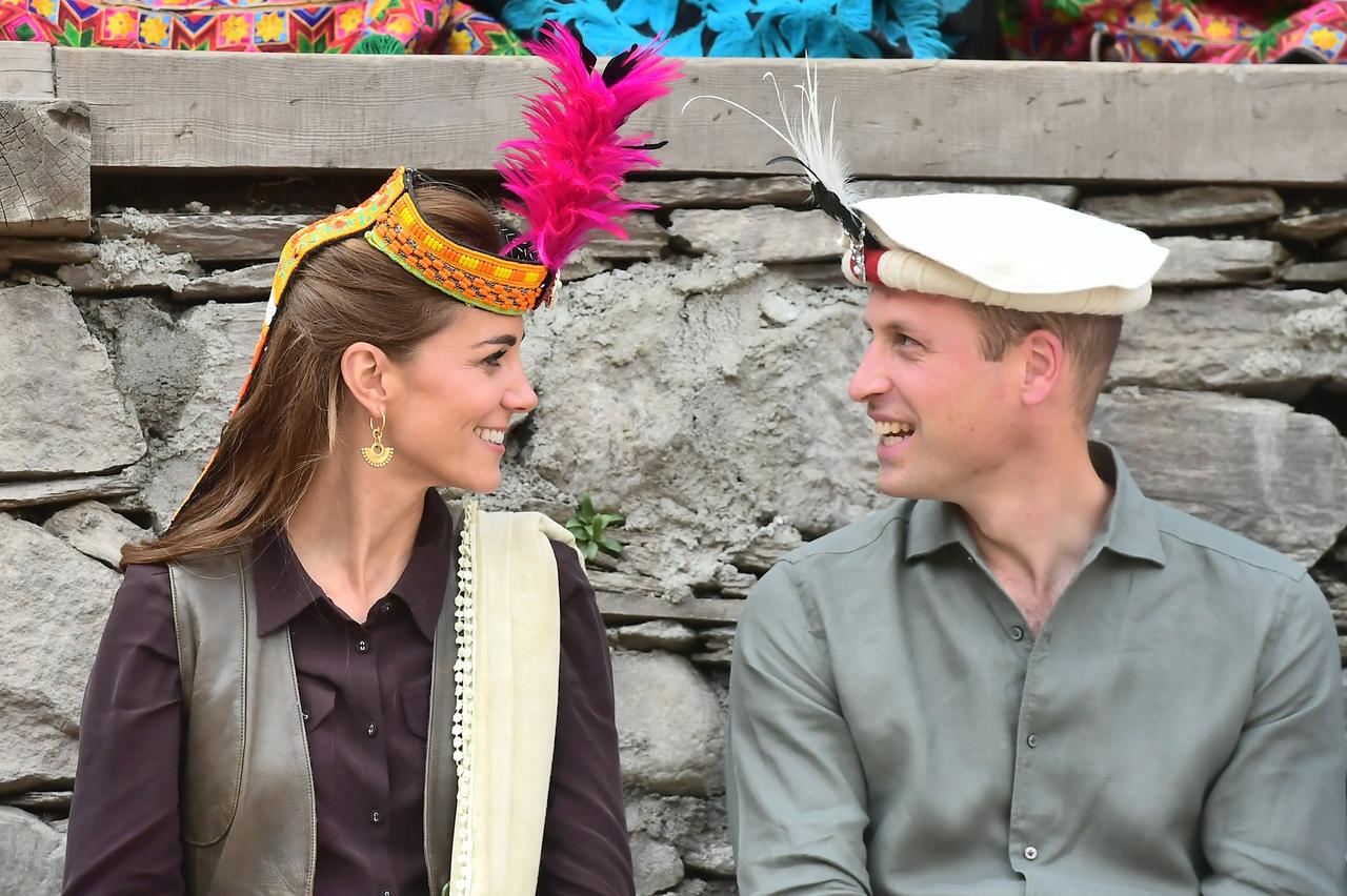 Kate Middleton and Prince William wear feathered headbands
