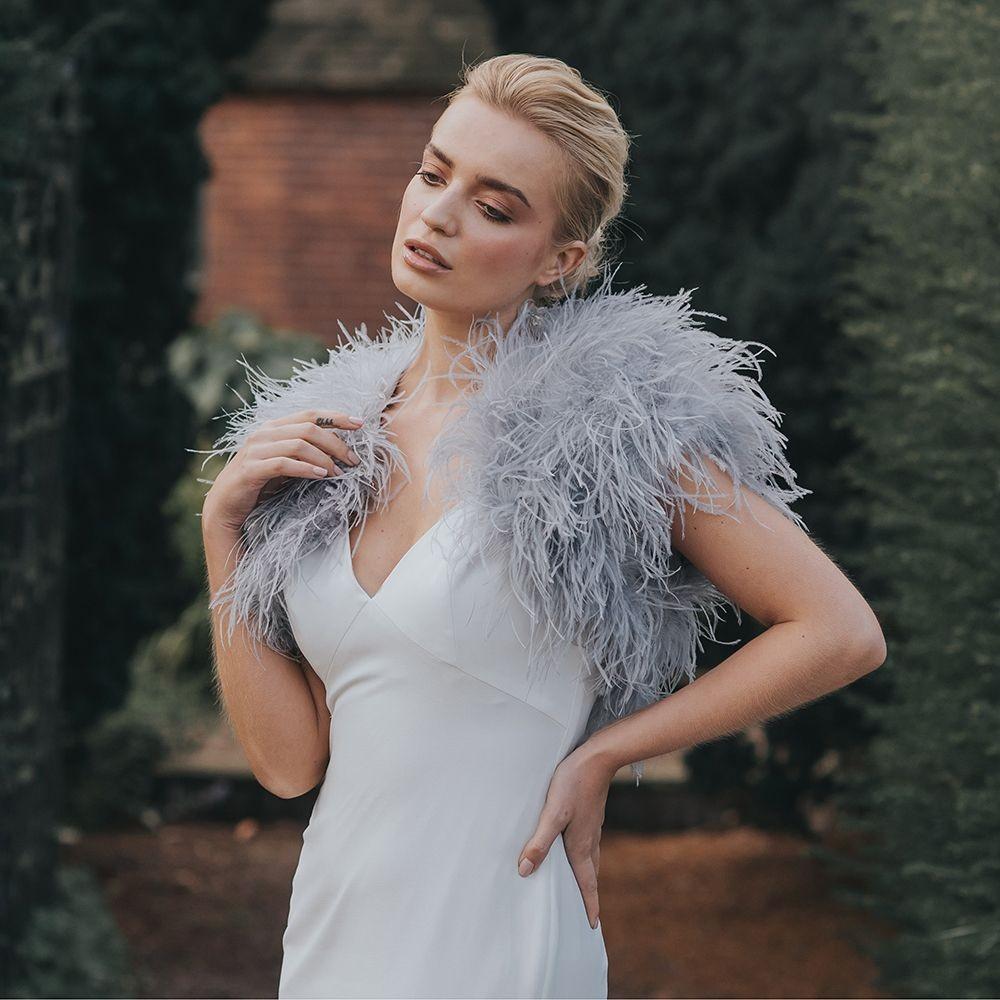 Feather on sale bridal jacket