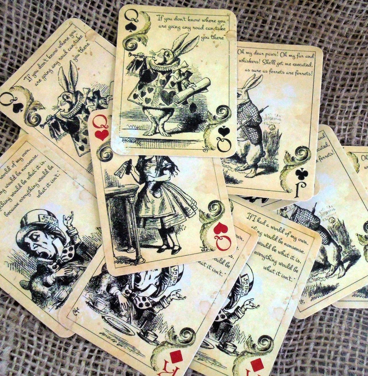 12 Alice in Wonderland Themed Playing Cards