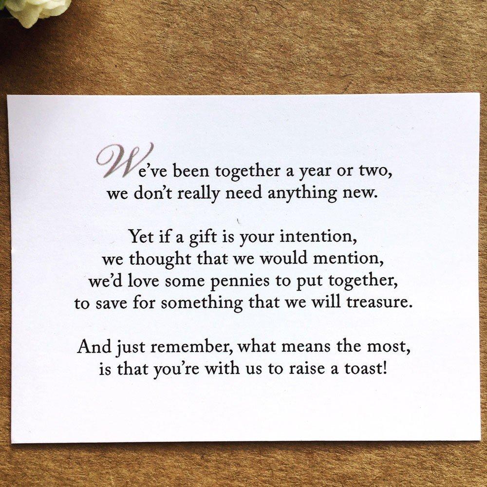Wedding Poem Gift Cards Asking for Money or own poem *20 Colours* 