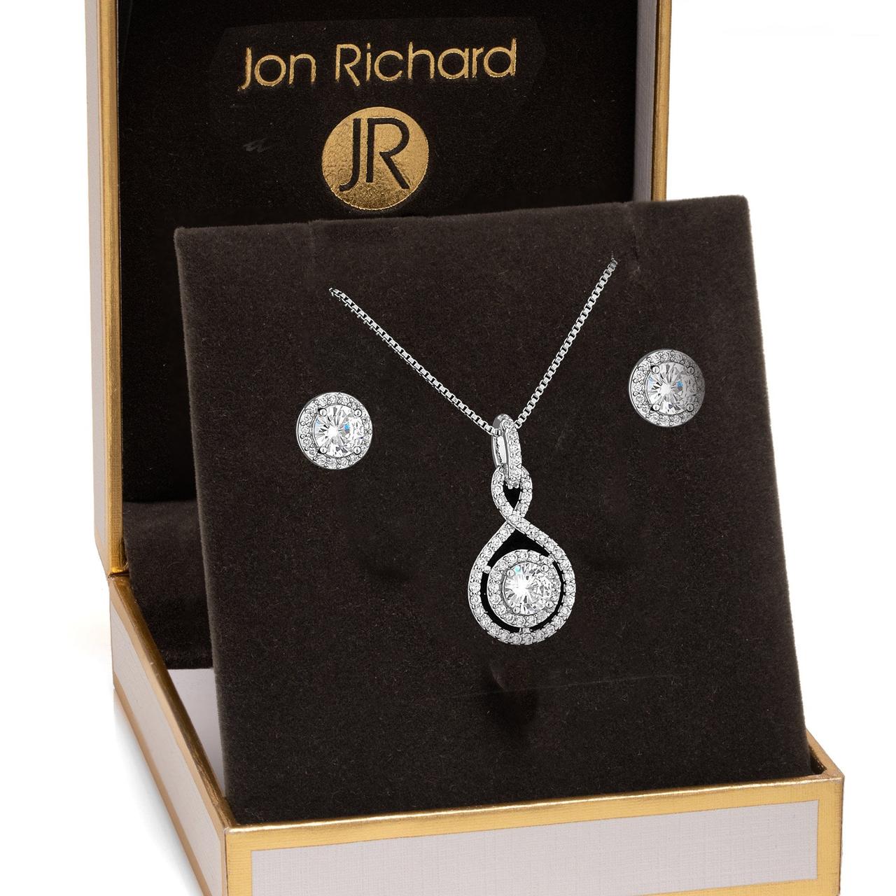 Jon Richard Silver Infinity & Blue Bead Jewellery Set Necklace & Earings