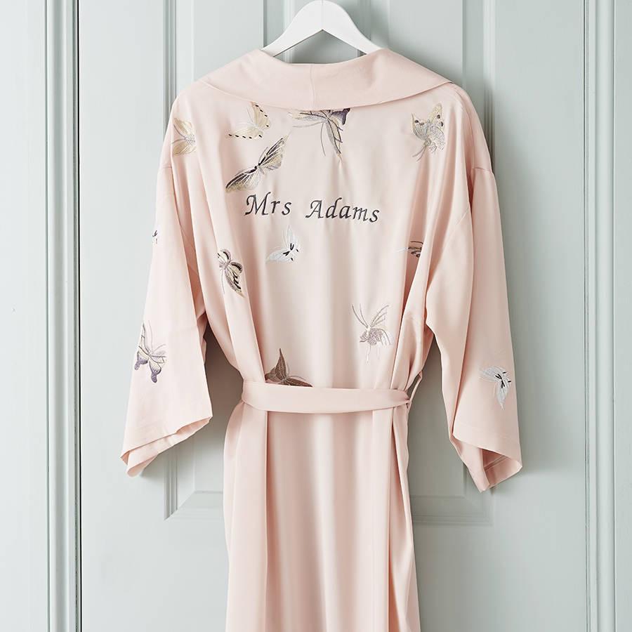 Dressing Gown Satin Heart Bride Mother of the bride Personalized Wedding Robe 