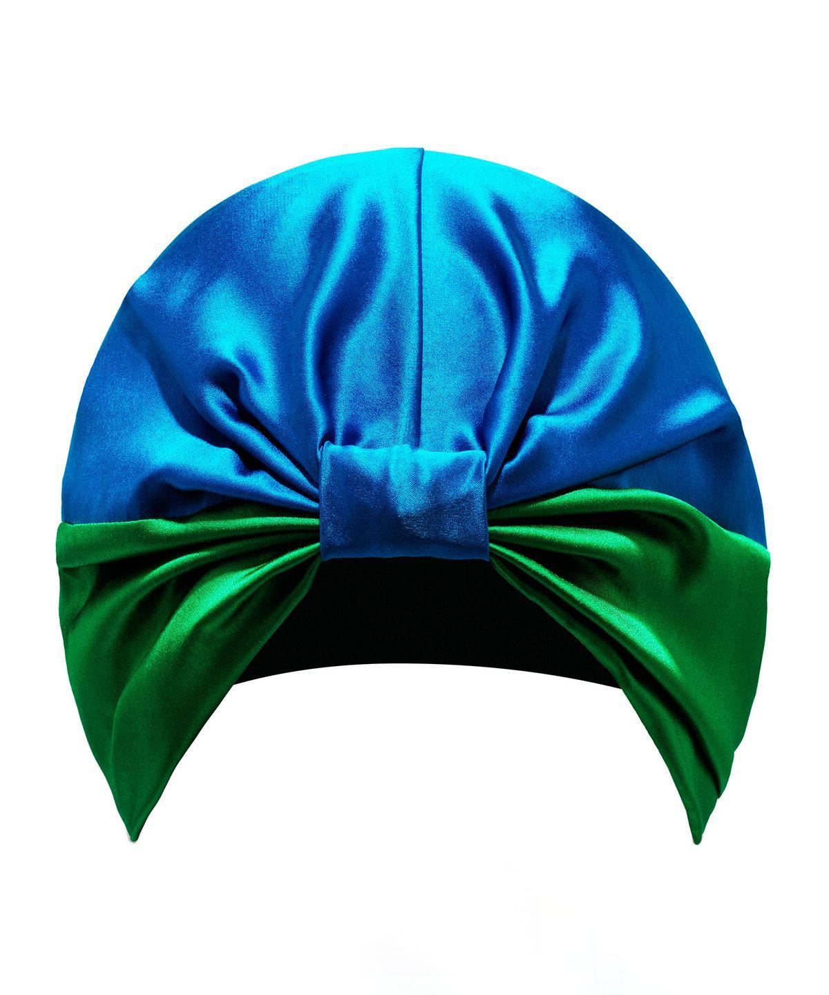 blue and green silk hair wrap