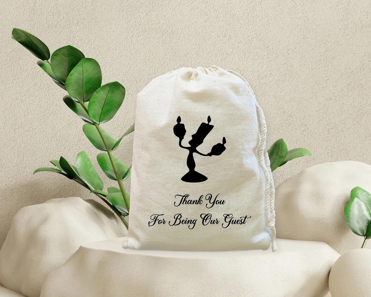 Thank you for being our guest cotton drawstring wedding guest gift bags