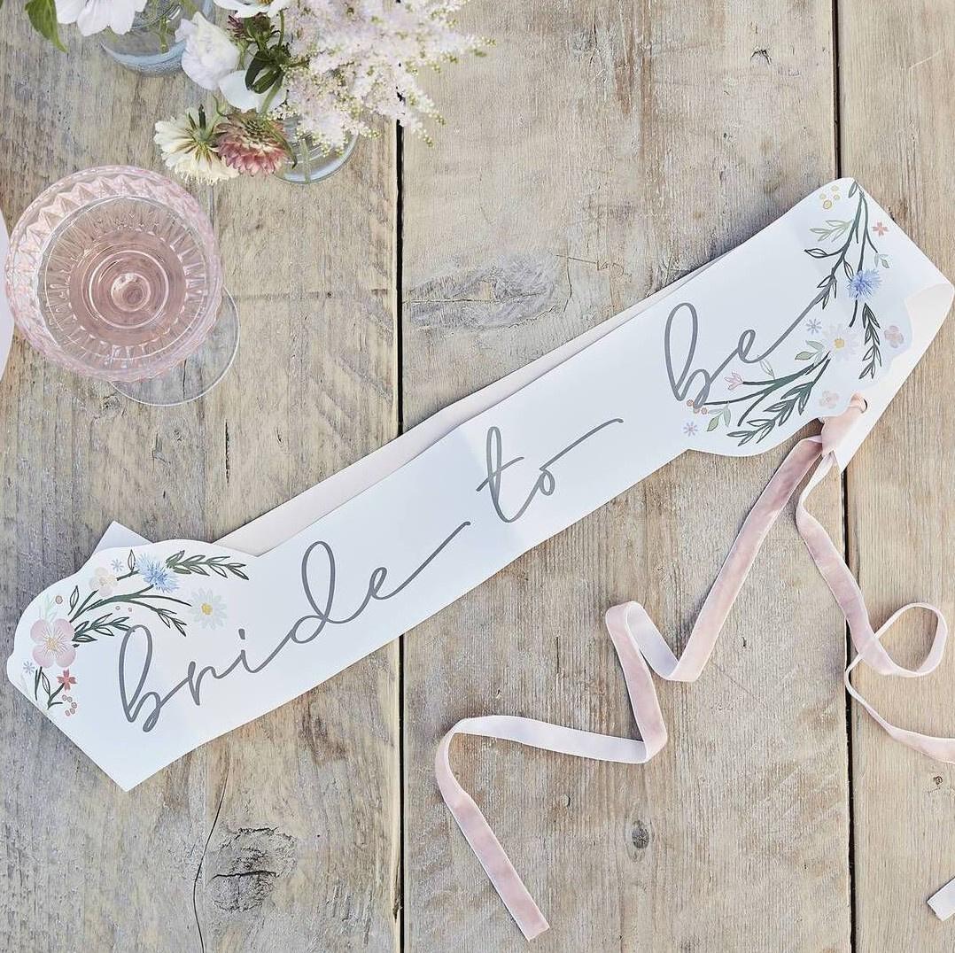 Just Married Sash - Choose Your Colour - High Quality Ribbon with Glitter Holographic Lettering