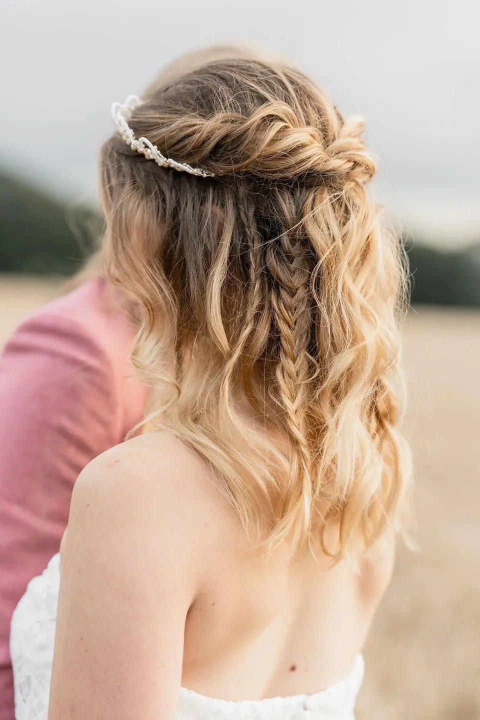 short hair braids wedding