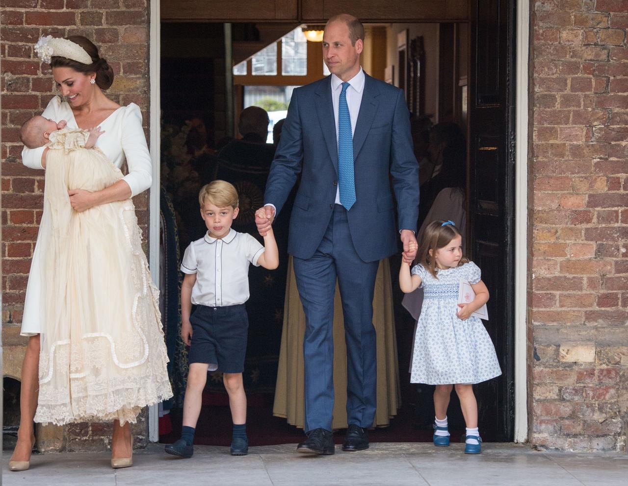 Kate Middleton, Prince William and their children attend Louis's christening 