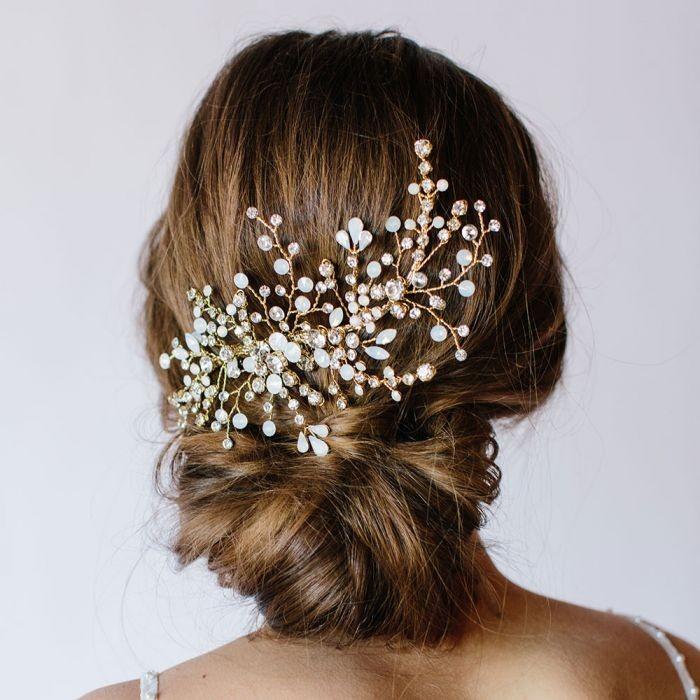Bridal Hair Comb diapositive Bun Wrap vigne Mariage Mariée coiffure UK d'eau douce Perles 