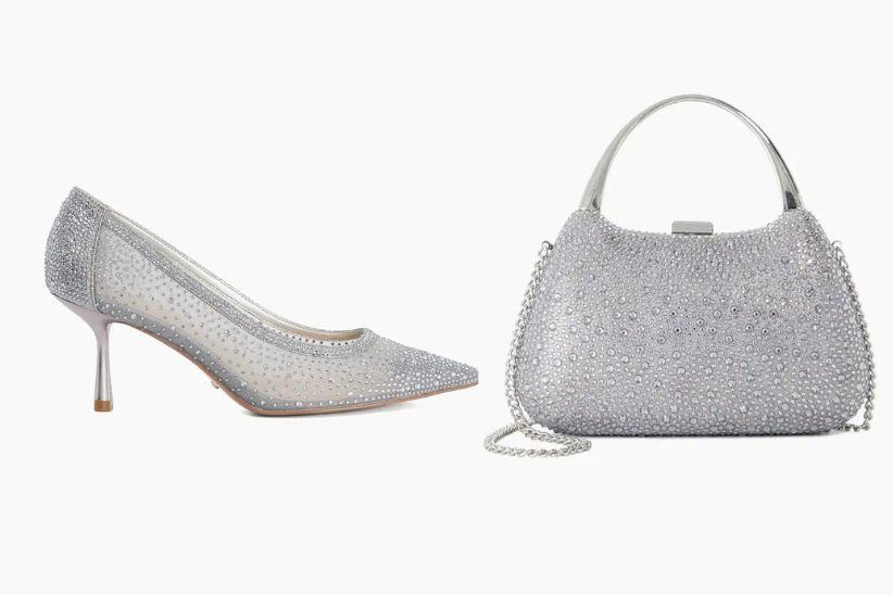 Brivelle Mesh Embellished Court Shoes & Beamings Bag – Dune 