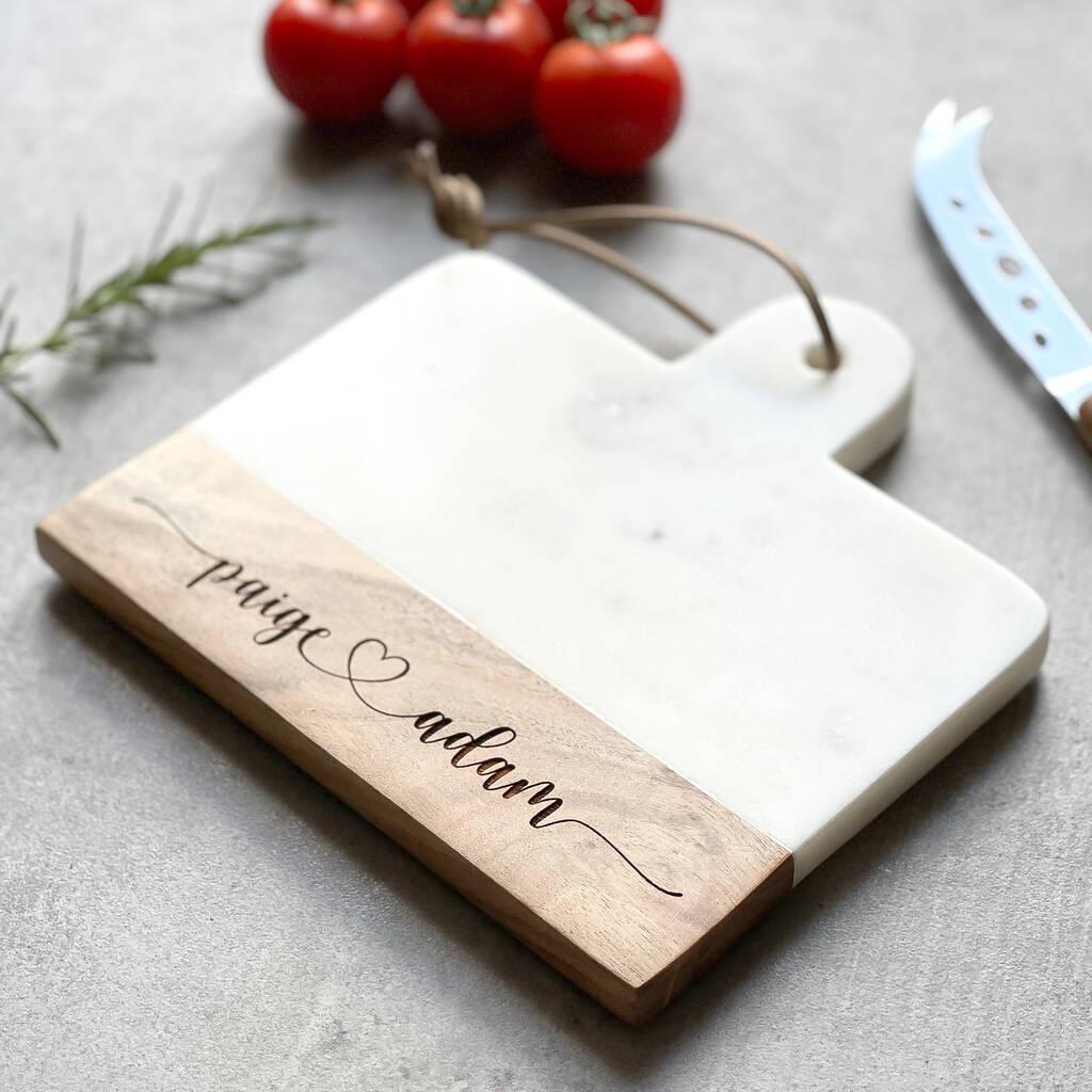 Marble and wood cheese board