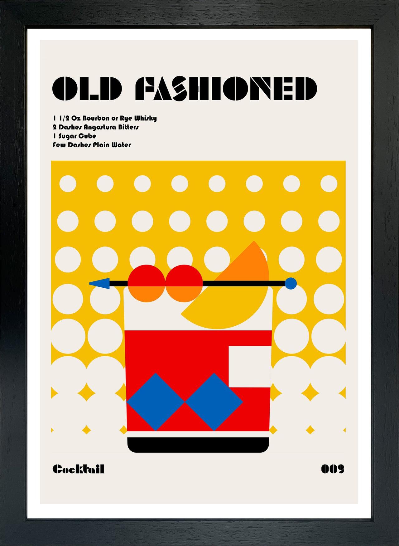 a modern and quirky wall print depicting an old-fashioned cocktail.