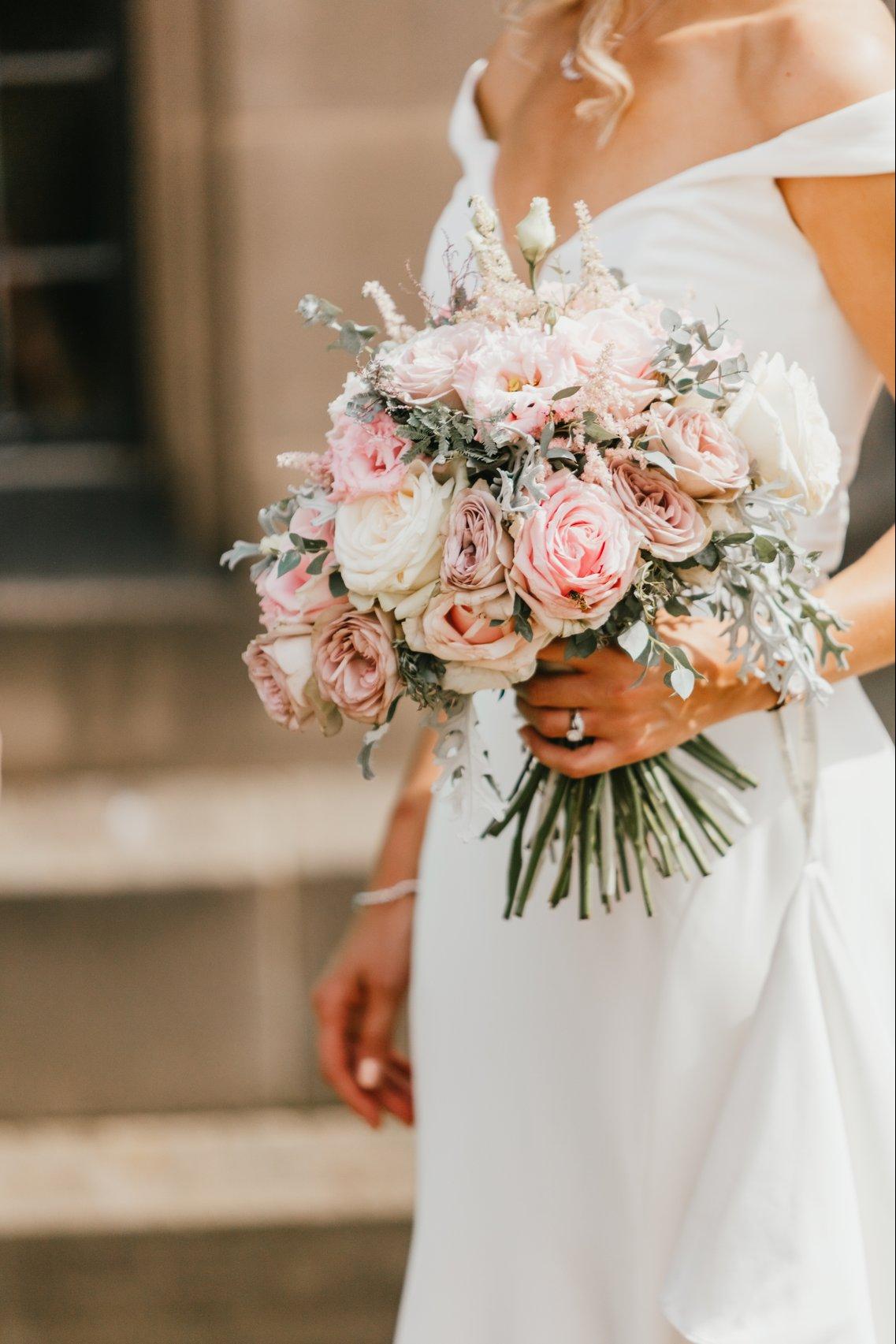 A blush pink and ivory bouquet