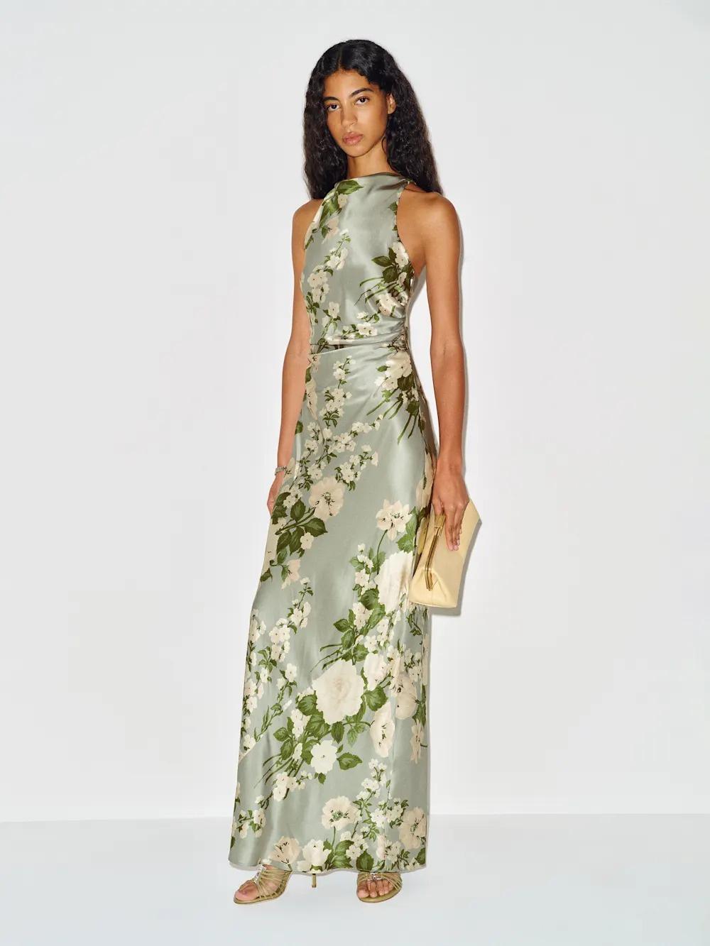 Anaiis Silk Dress in Tarragon – Reformation