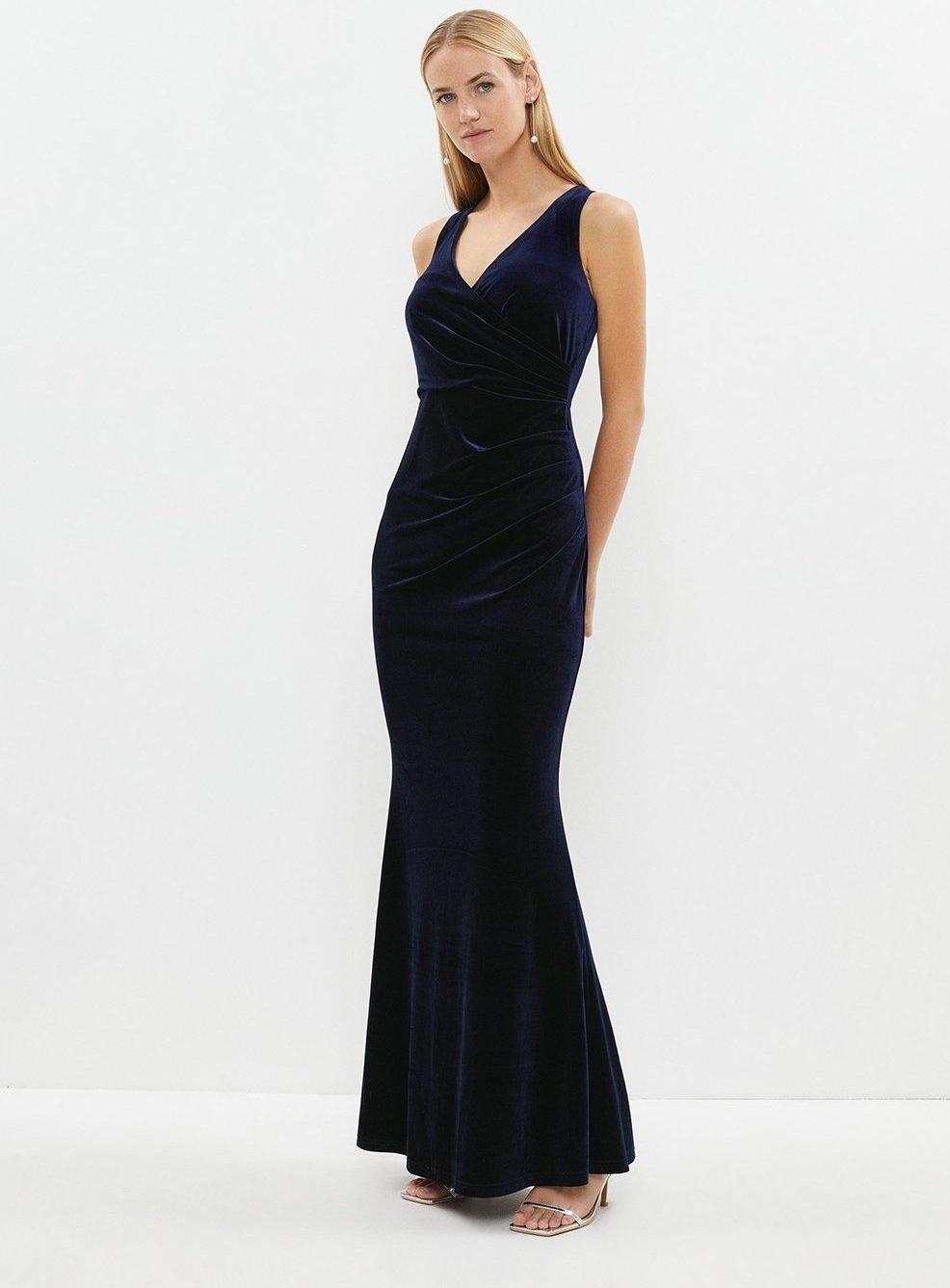 Coast navy 2024 velvet dress