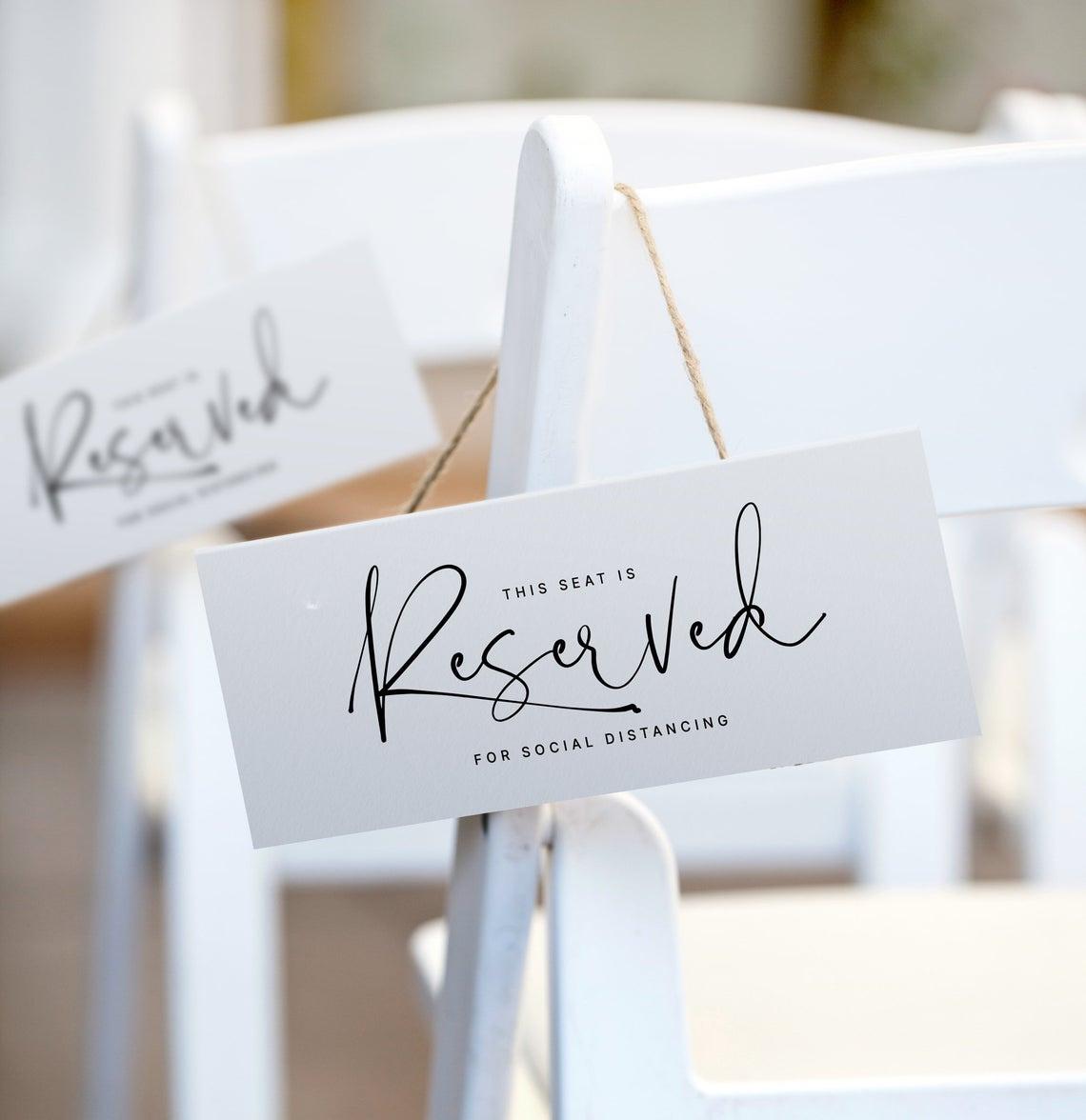 Botanical Personalised Reserved Signs white/ivory for weddings Parties etc
