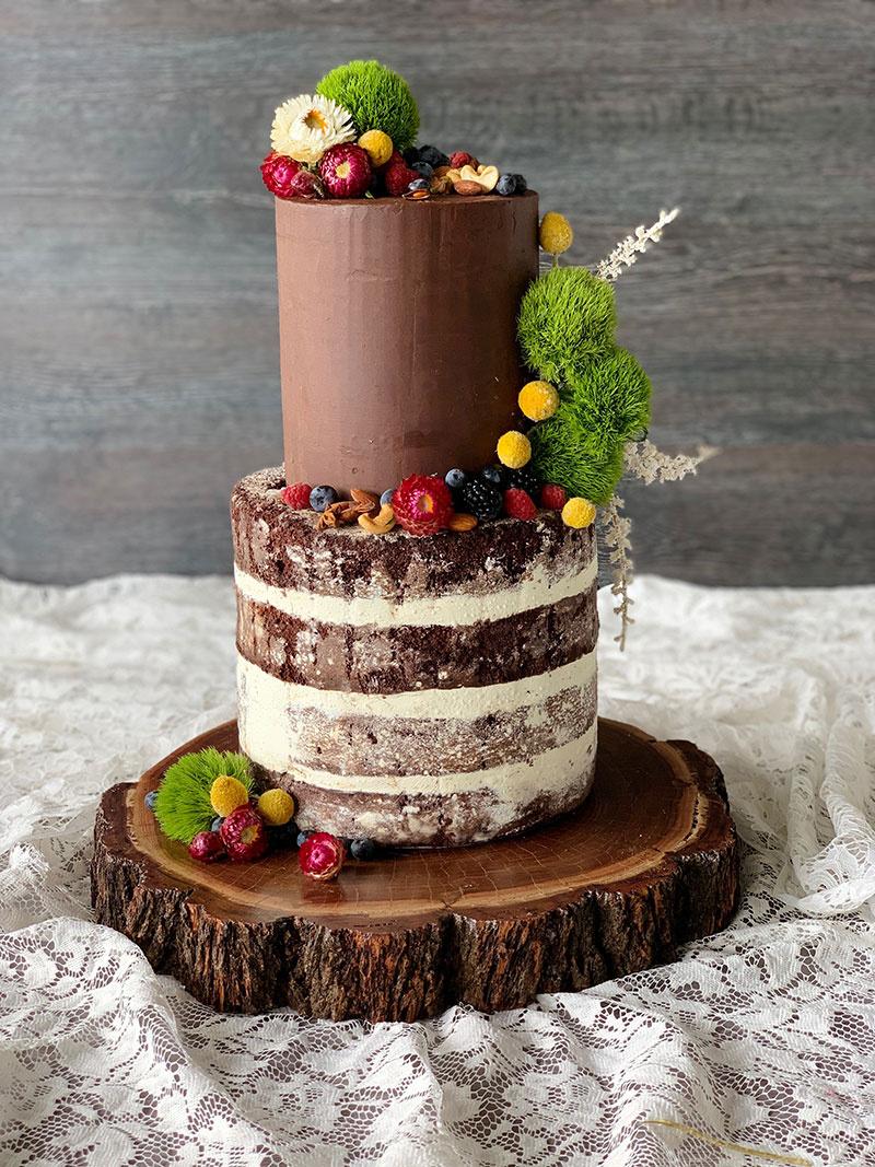 Chocolate And Fruit Cake On The Table In Dark Rustic Kitchen Stock Photo,  Picture and Royalty Free Image. Image 66430183.