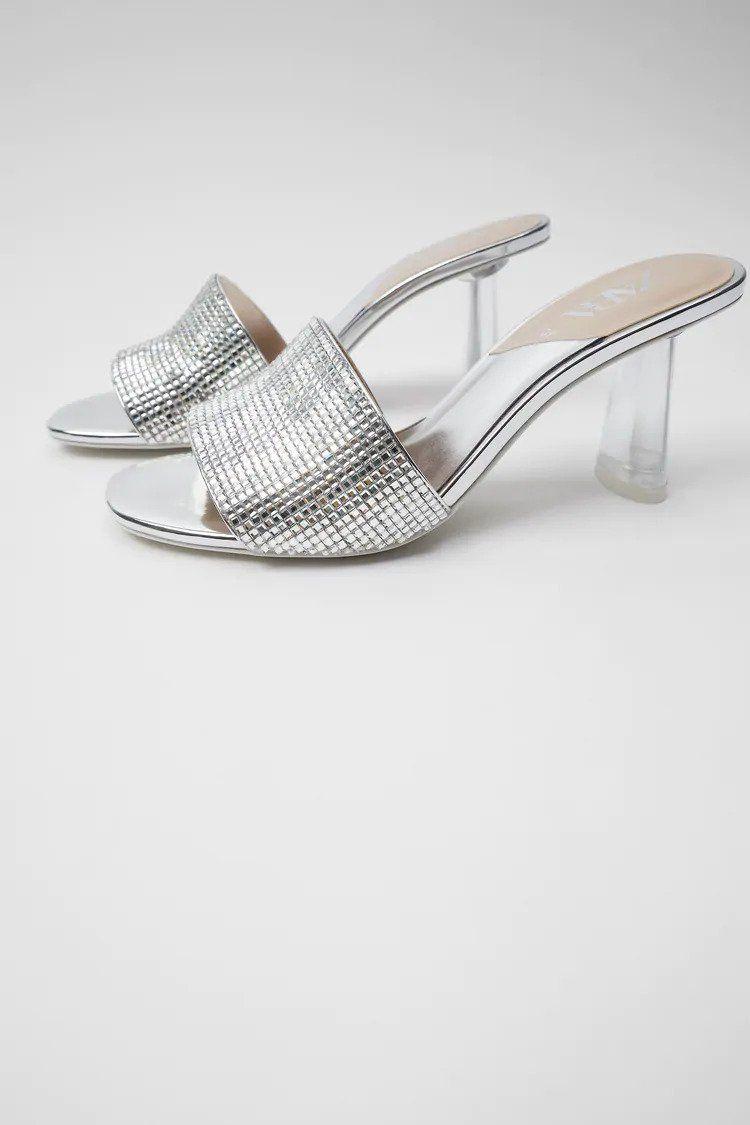 Silver on sale sparkly mules