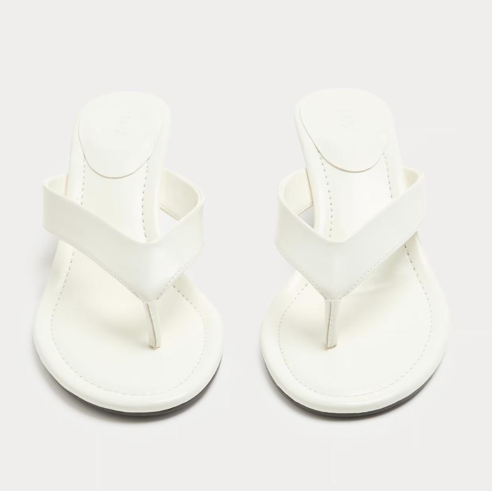 white M&S kitten heel sandals