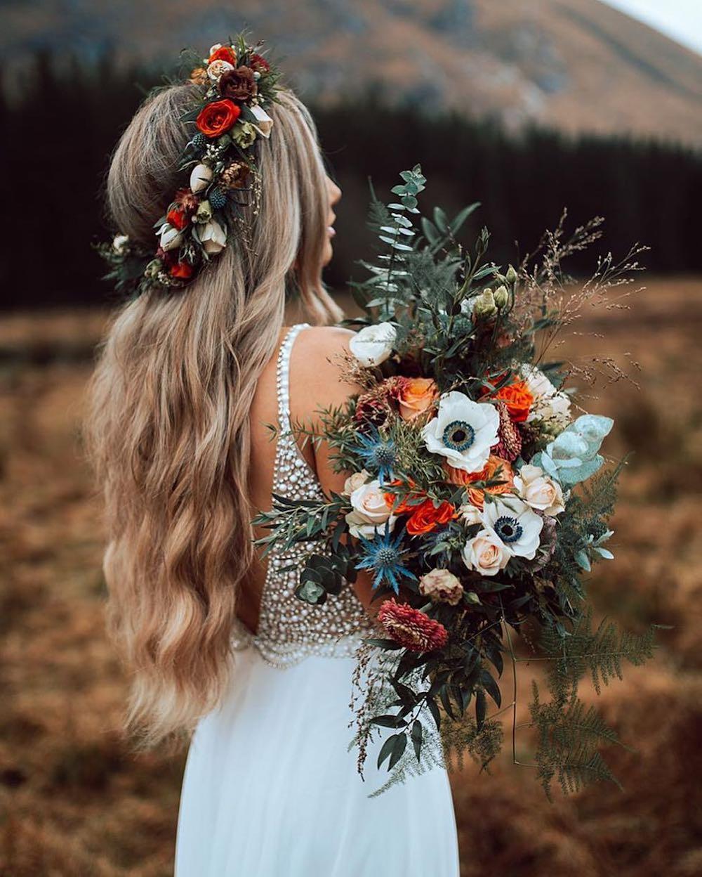 flower crown wedding dress
