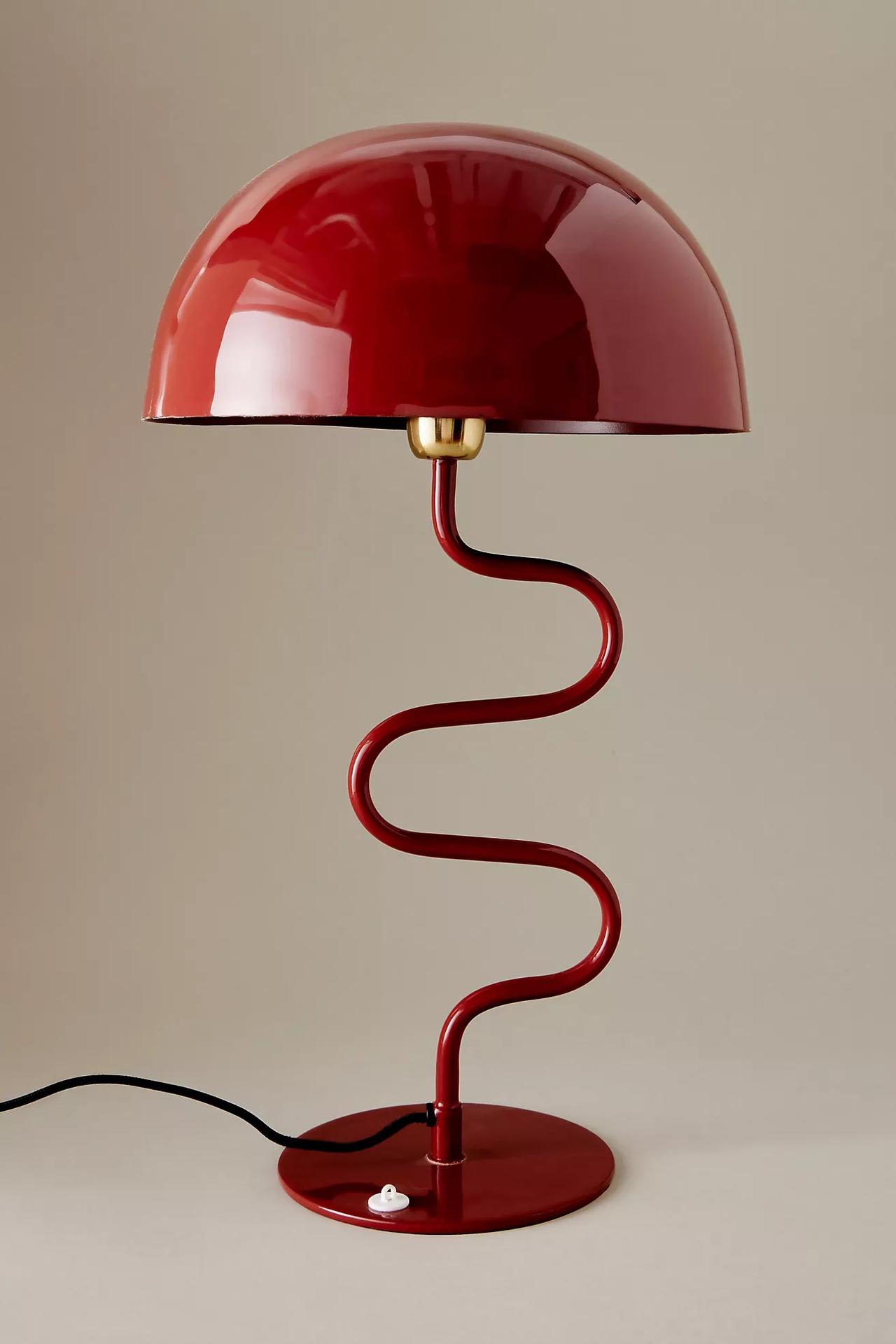 Red Twist Iron Table Lamp