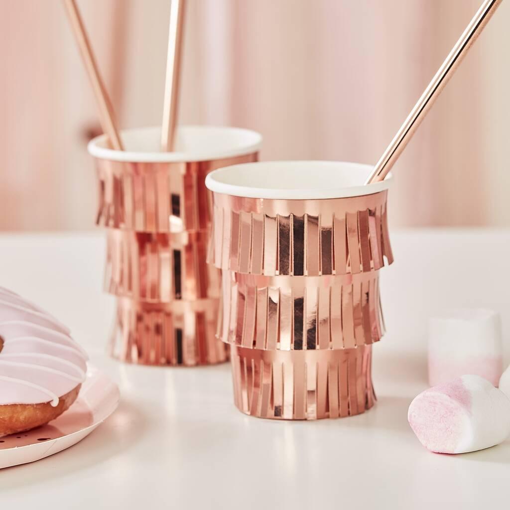 Fringed rose gold cups