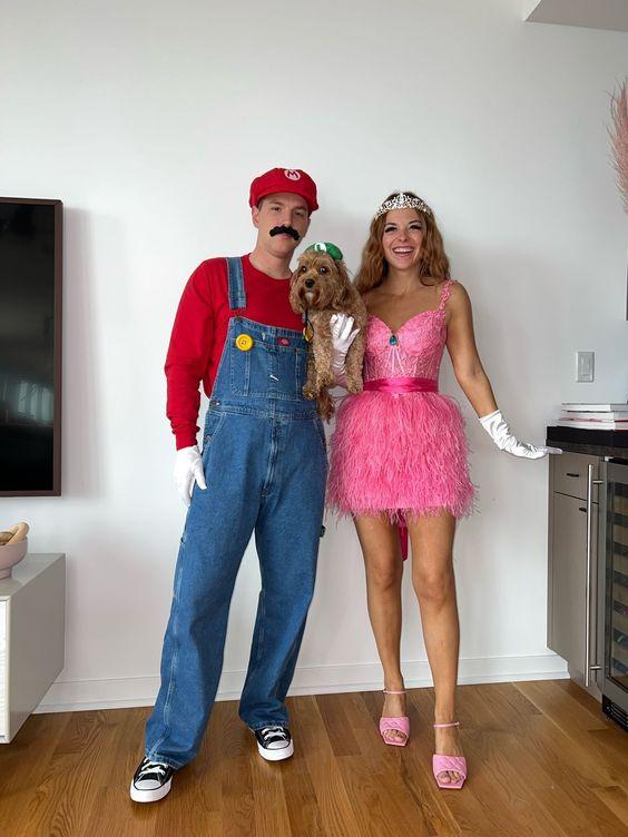 Princess Peach & Mario DIY Halloween Couples Costume 