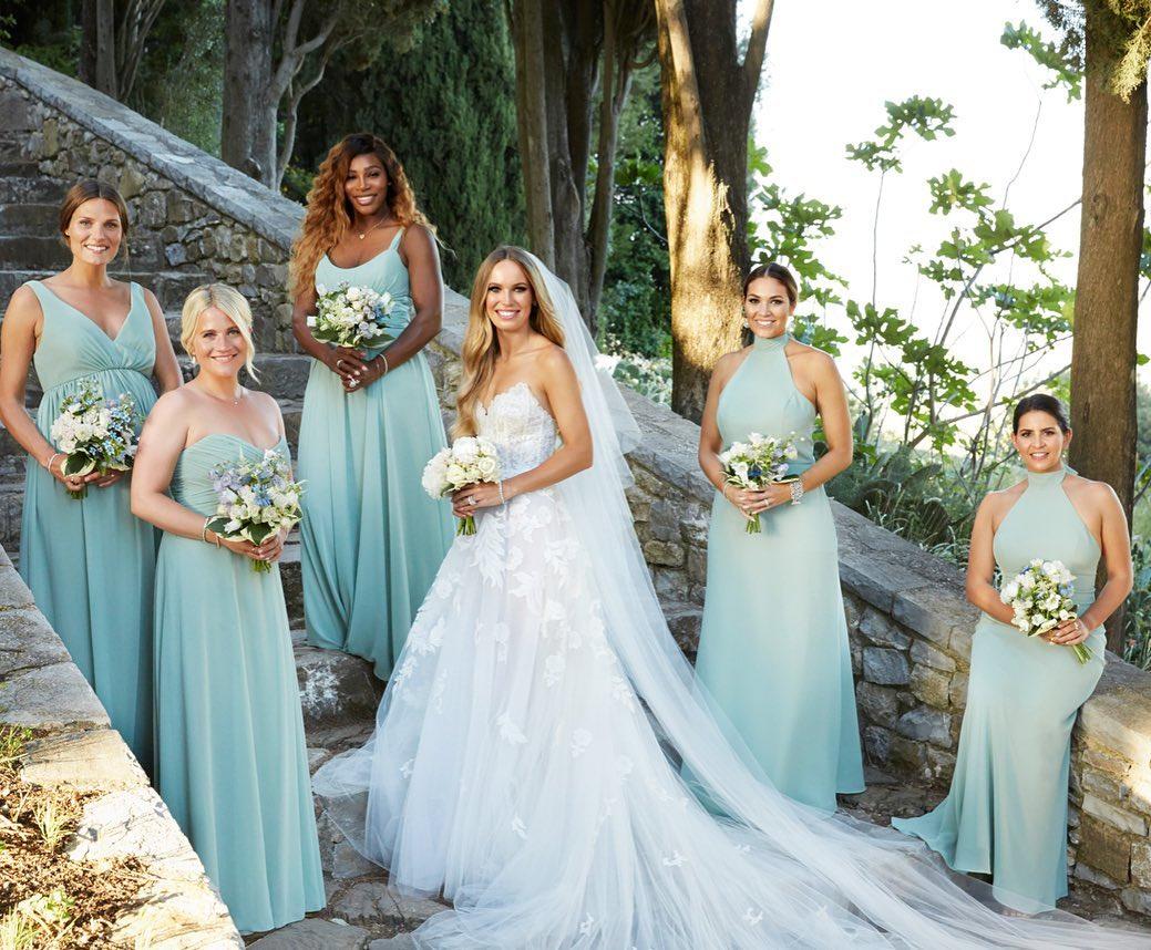 Serena Williams and four other bridesmaids at Caroline Wozniacki's wedding