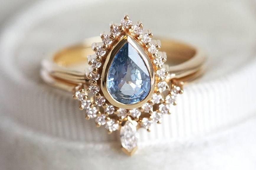 Vintage pear shaped moissanite engagement ring rose gold flower marqui –  Ohjewel