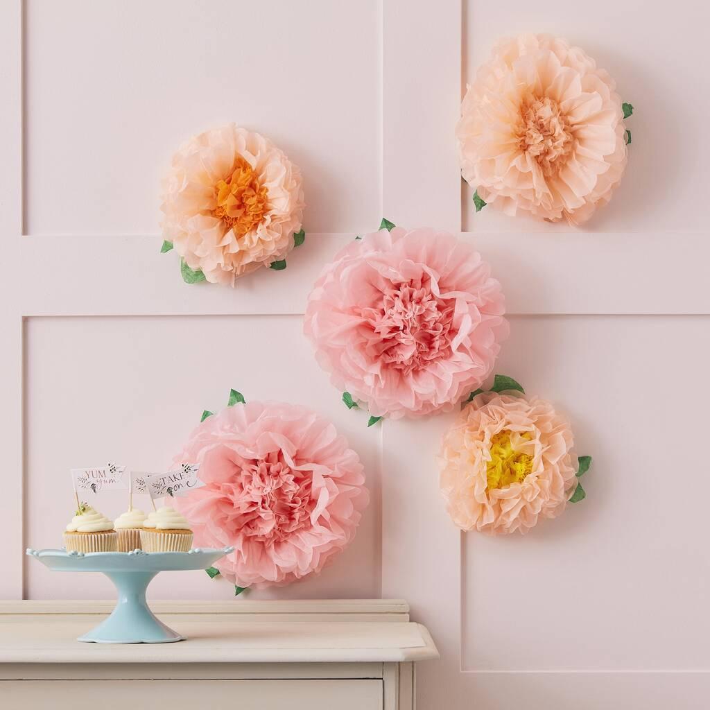 Tissue paper floral decorations