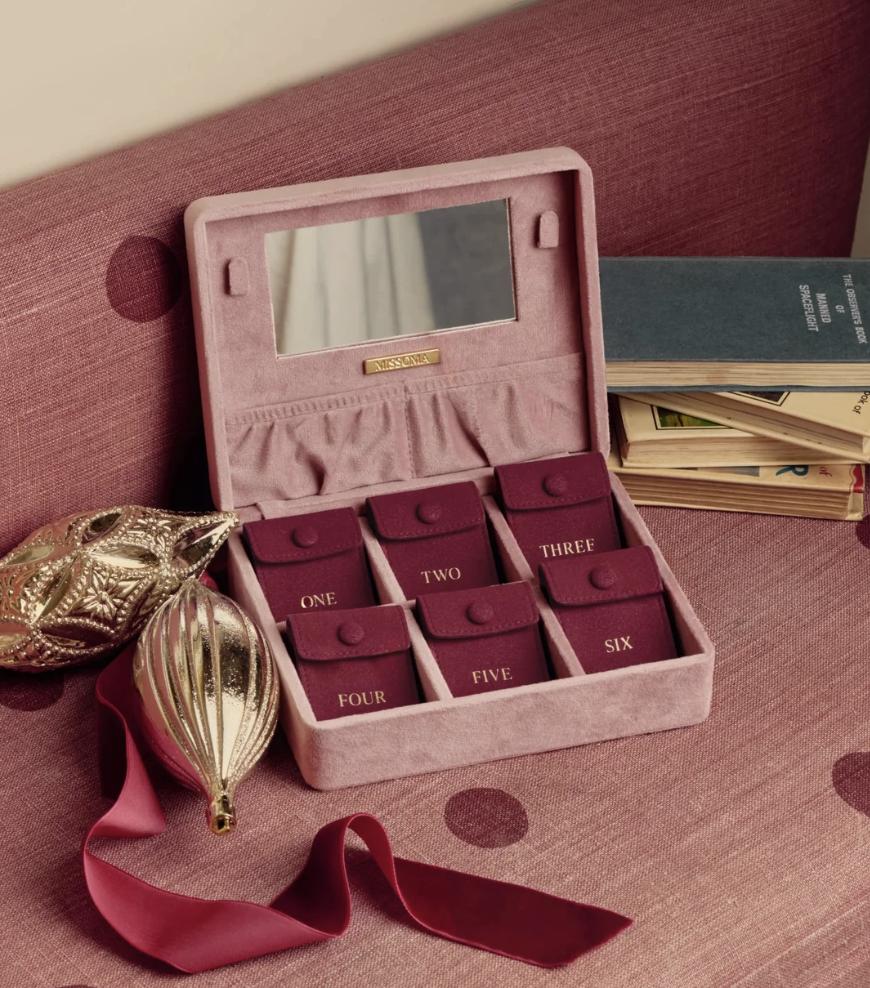 pink jewellery box holding the 2026 advent calendar