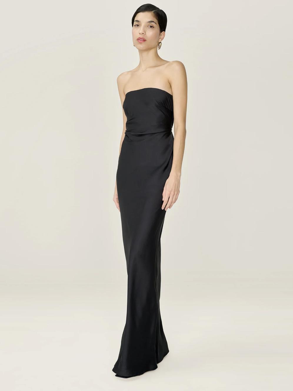 black strapless Amdra dress from Omnes