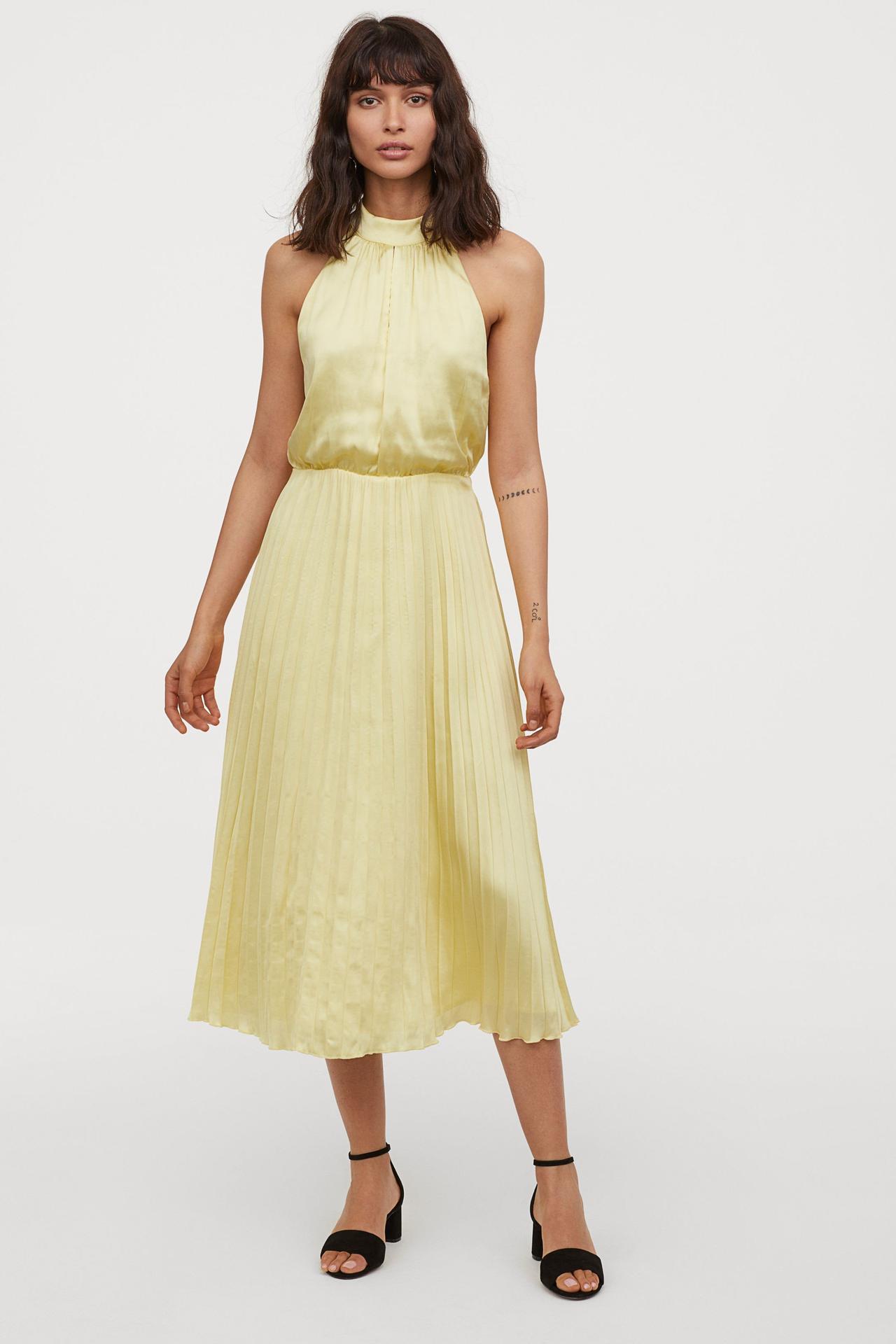 CHICWISH Women's Lemon Tree Jacquard Pleated Skirt, Lemon