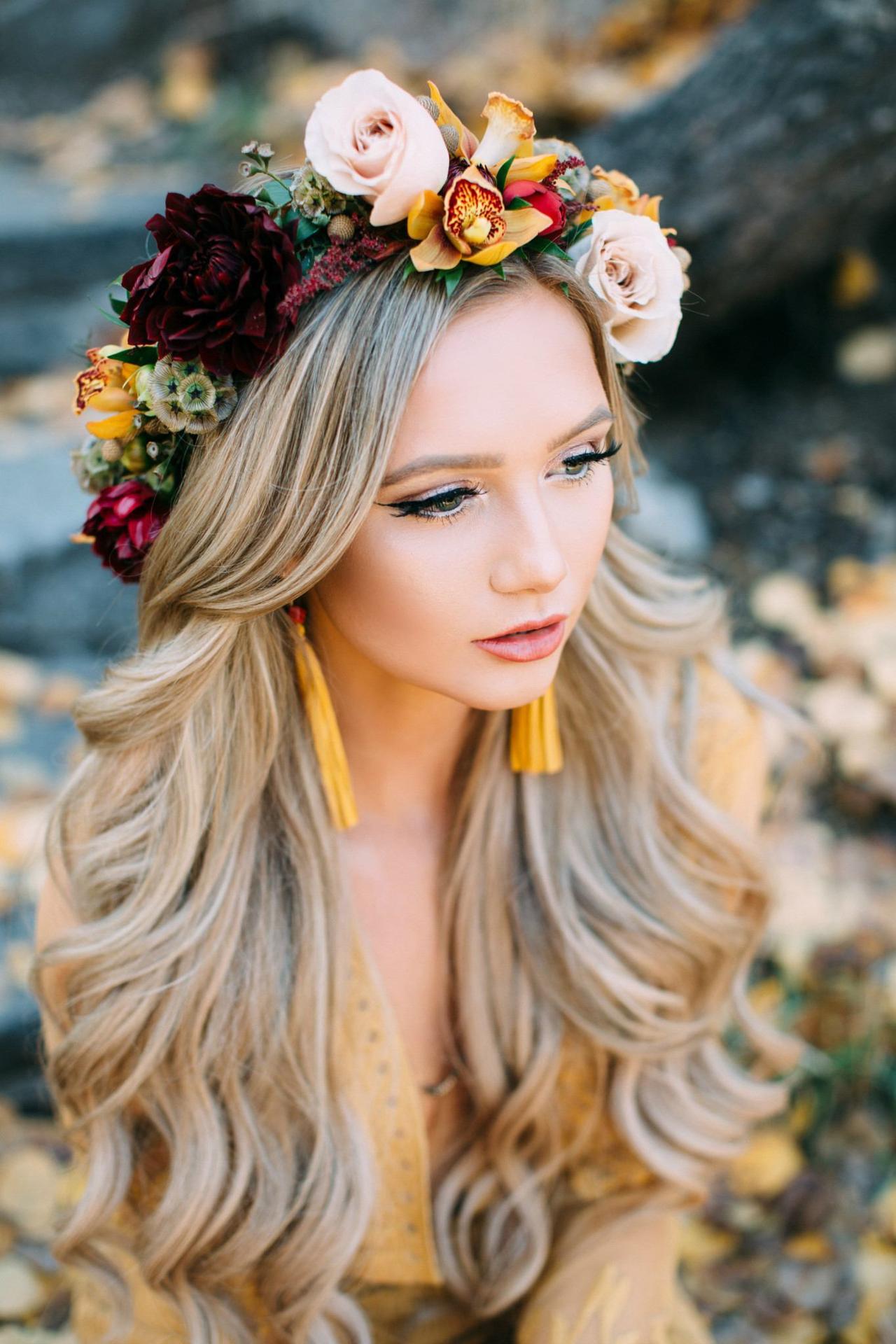 Woodland headband Flower hair band Groom Hair Rustic Bohemian Dried Flower Crown Dried crown  in autumn colors Autumn headband