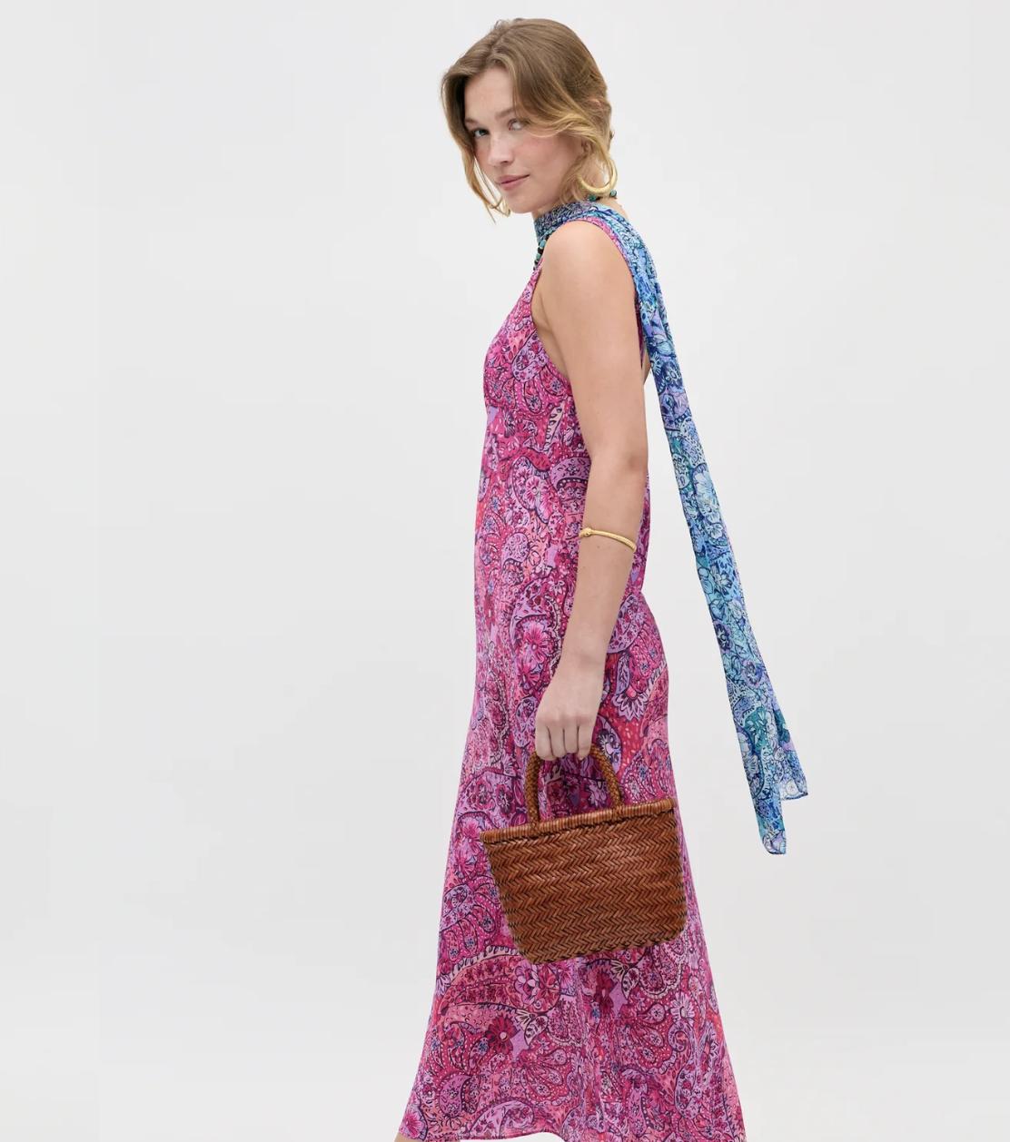 bondi silk midi dress with a neck scarf from RIXO