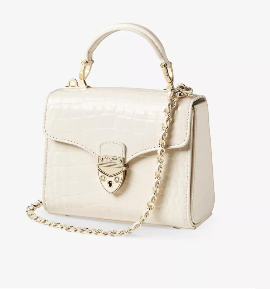 white croc Mayfair bag from Aspinal of London