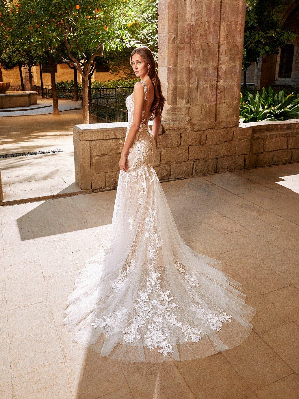 Etoile Stephanie lace mermaid wedding dress from the back