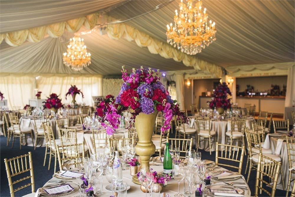 Chandelier decorated marquee wedding venue at Black Horse Beamish, Durham