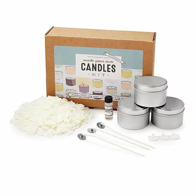 Candle making kit with tins for the candles to be poured into